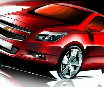 Chevrolet Agile Red Sketch Wallpaper